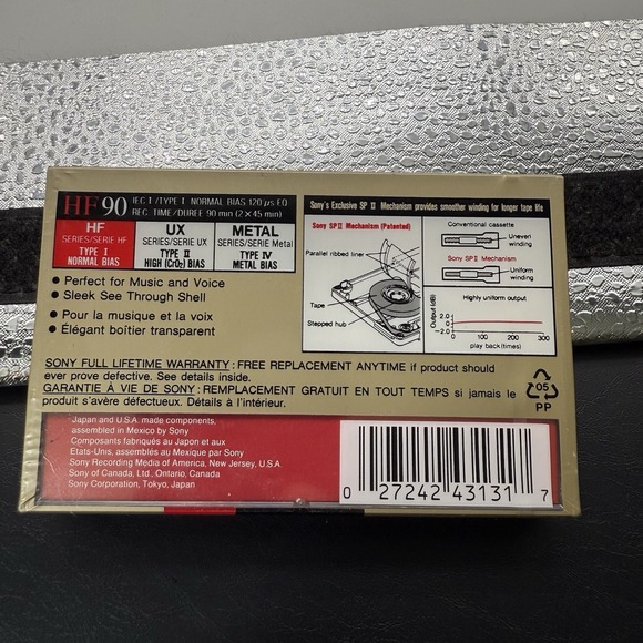 SONY C-90HF Type I 90 Minute Blank Audio Cassettes Sealed - Picture 2 of 2